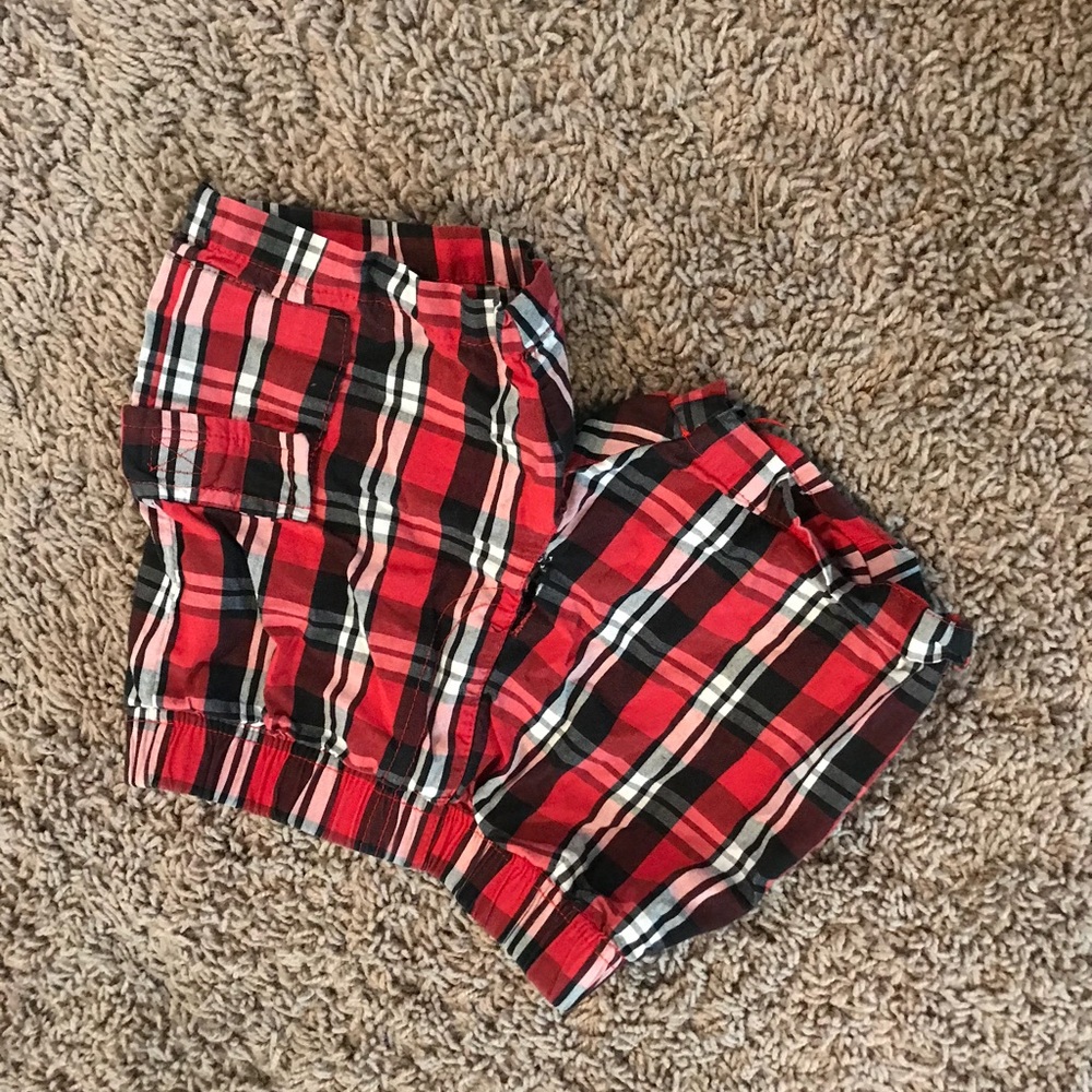 Red plaided shorts